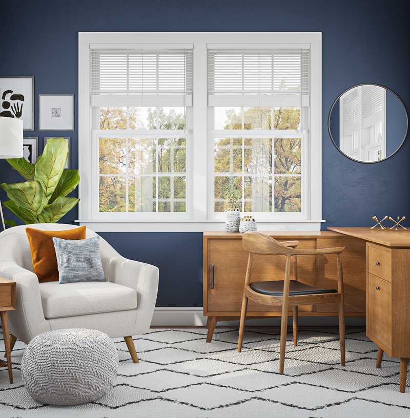 Midcentury Modern, Scandinavian Reading Room Design by Havenly Interior Designer Nora