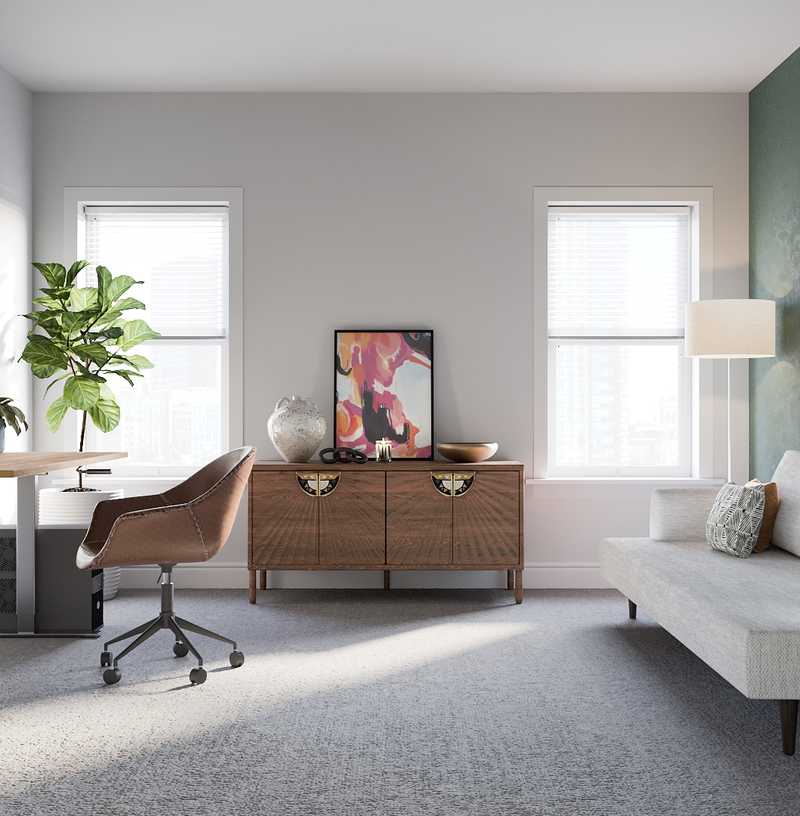 Eclectic, Bohemian Office Design by Havenly Interior Designer Alycia