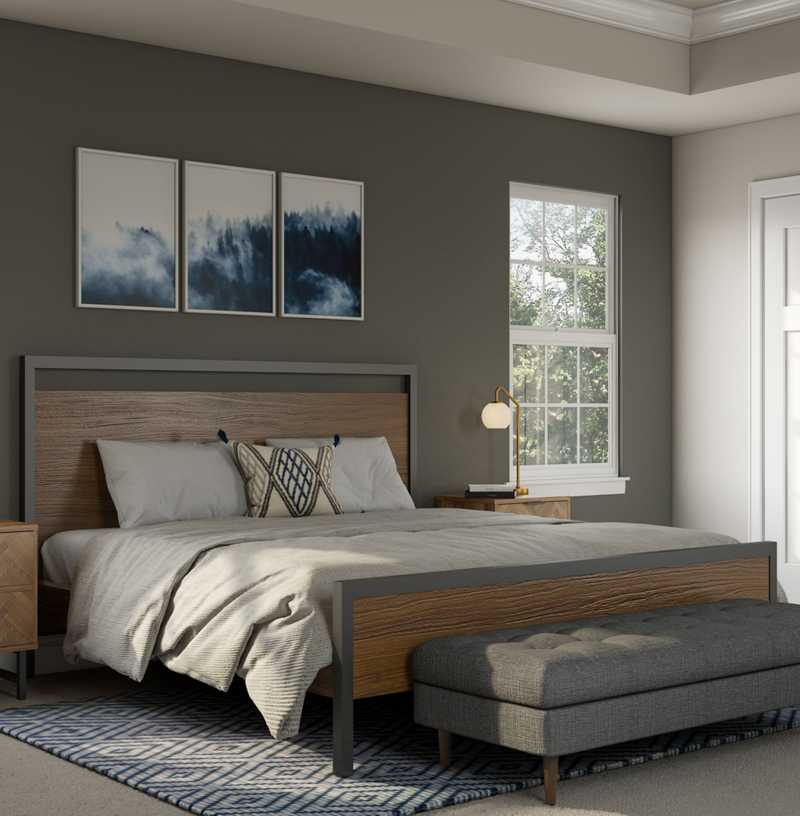 Bohemian, Industrial, Midcentury Modern Bedroom Design by Havenly Interior Designer Luciano