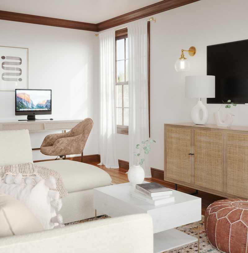 Bohemian, Coastal, Midcentury Modern, Scandinavian Living Room Design by Havenly Interior Designer Karie