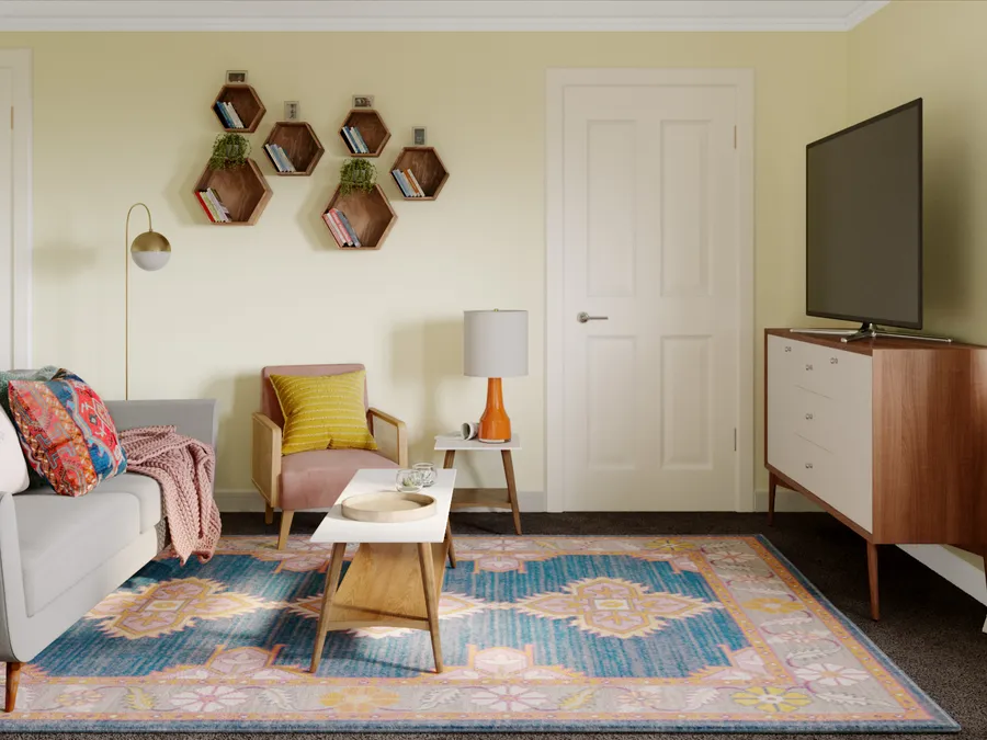 Living Room · Midcentury Modern designed by Dipti