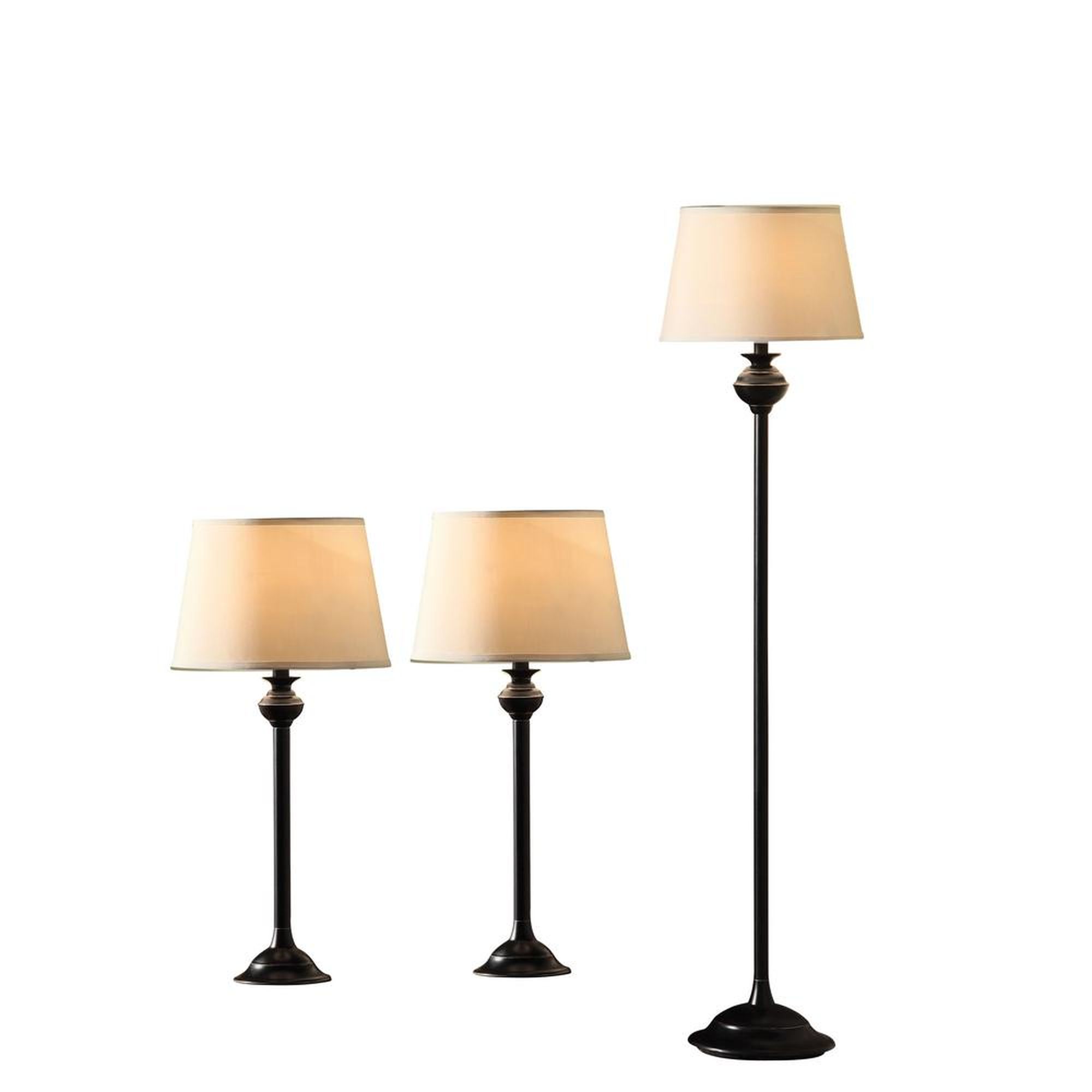 Evolution Lighting 59.25 in. Matte Black Floor Lamp and Two 24 in
