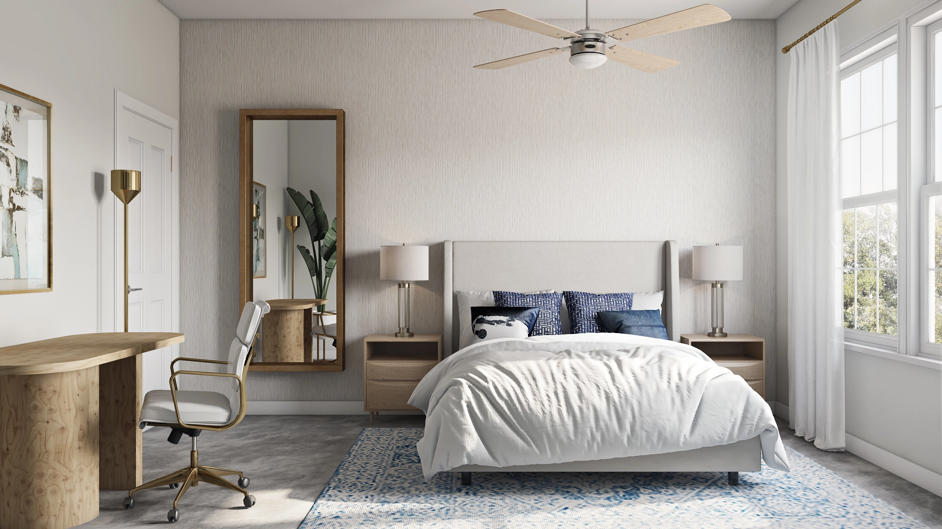 Tilly Upholstered Low Profile Standard Bed Queen Zuma White