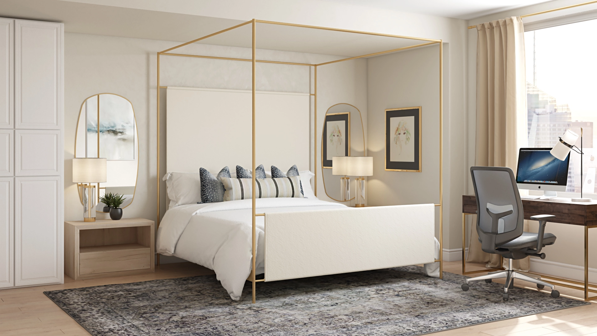Odessa Shearling Canopy Bed King CB2 Havenly