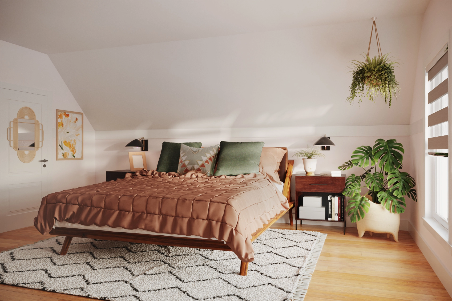 Drommen acacia queen bed with leather headboard sales
