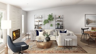 Bohemian, Coastal, Farmhouse Living Room by Havenly Interior Designer Diana