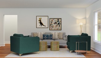 Glam, Global, Midcentury Modern Living Room by Havenly Interior Designer Akira