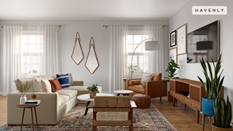 Bohemian, Midcentury Modern Living Room by Havenly Interior Designer Dani