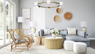 Bohemian, Coastal, Glam Living Room by Havenly Interior Designer Maria