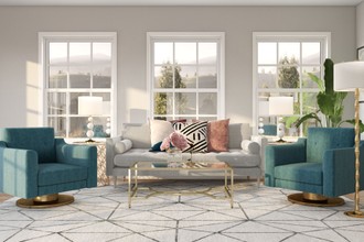 Glam, Preppy Living Room by Havenly Interior Designer Austin