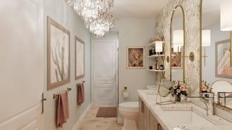 Bohemian, Glam, Southwest Inspired, Midcentury Modern Bathroom by Havenly Interior Designer Marisa