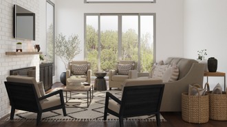 Modern, Bohemian, Farmhouse, Midcentury Modern, Scandinavian Living Room by Havenly Interior Designer Christina