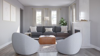 Bohemian, Farmhouse, Transitional, Midcentury Modern Living Room by Havenly Interior Designer Amanda