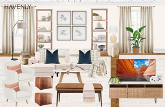 Bohemian, Midcentury Modern Living Room by Havenly Interior Designer Sophia