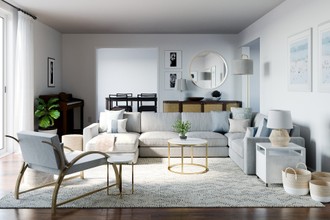 Bohemian, Coastal, Farmhouse, Transitional Living Room by Havenly Interior Designer Lisa