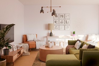 Bohemian, Midcentury Modern Living Room by Havenly Interior Designer Pamela