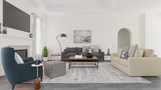 Industrial, Transitional, Midcentury Modern Living Room by Havenly Interior Designer Katherin