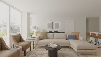Bohemian, Transitional, Midcentury Modern Living Room by Havenly Interior Designer Roxanna