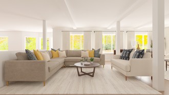 Bohemian, Coastal, Midcentury Modern Living Room by Havenly Interior Designer Nicole