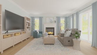 Contemporary, Coastal, Farmhouse, Transitional Living Room by Havenly Interior Designer Jennifer