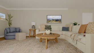 Coastal, Farmhouse, Transitional Living Room by Havenly Interior Designer Julieta