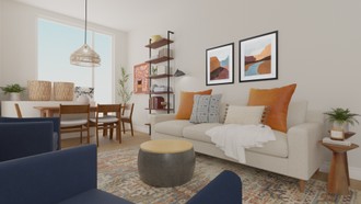 Contemporary, Bohemian, Midcentury Modern Living Room by Havenly Interior Designer Julieta