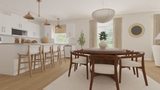Bohemian, Coastal, Transitional Dining Room by Havenly Interior Designer Julieta