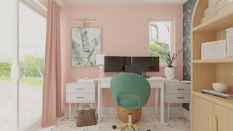 Bohemian, Glam, Transitional, Midcentury Modern Office by Havenly Interior Designer Roxanna