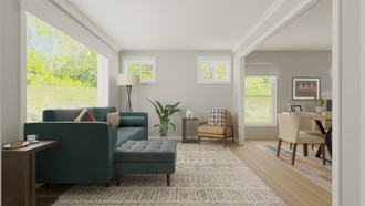 Bohemian, Industrial, Midcentury Modern Living Room by Havenly Interior Designer Abigail