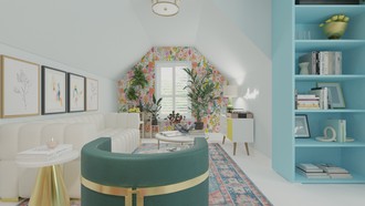 Eclectic, Bohemian, Glam, Transitional, Midcentury Modern Reading Room by Havenly Interior Designer Annaliese
