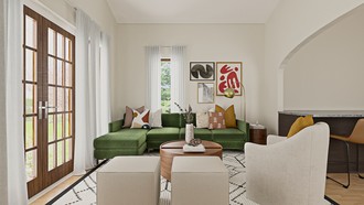 Transitional, Midcentury Modern Living Room by Havenly Interior Designer Katherin