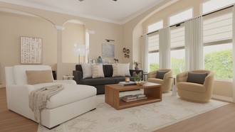 Modern, Eclectic, Transitional Living Room by Havenly Interior Designer Roslyn