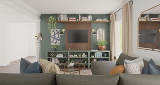 Warm Transitional, Modern Cottage Living Room by Havenly Interior Designer Dayna