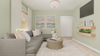Bohemian, Coastal, Transitional Living Room by Havenly Interior Designer Kristin