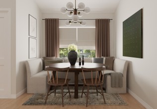 Farmhouse, Transitional, Organic Modern, Warm Transitional Dining Room by Havenly Interior Designer Camila
