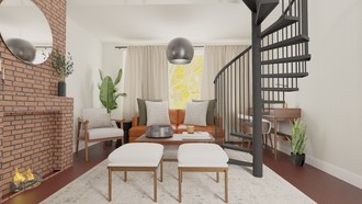 Midcentury Modern, Midcentury Scandi, Organic Modern, Warm Transitional Living Room by Havenly Interior Designer Lilian