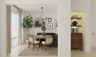 Farmhouse, Transitional, Organic Modern, California Cool, Warm Transitional Living Room by Havenly Interior Designer Grace