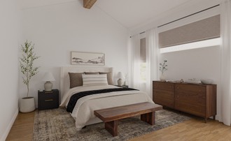 Rustic, Transitional, Warm Transitional Bedroom by Havenly Interior Designer Camila