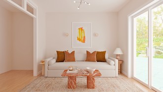 Warm Transitional Living Room by Havenly Interior Designer Sofia