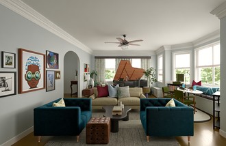 Contemporary Luxe, Artful Eclectic Living Room by Havenly Interior Designer Patrice