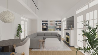 Contemporary, Modern, Eclectic, Transitional Living Room by Havenly Interior Designer Katie