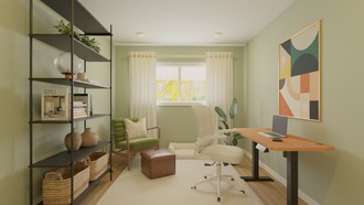 Bohemian, Midcentury Modern Office by Havenly Interior Designer Stephanie