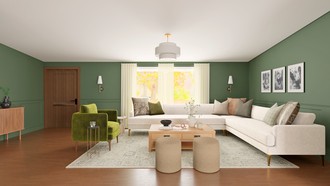 Warm Transitional Living Room by Havenly Interior Designer Sofia