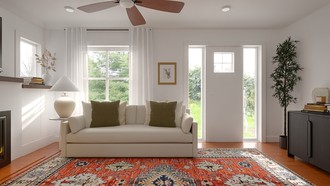 Global, Midcentury Modern, Warm Transitional Living Room by Havenly Interior Designer Maria