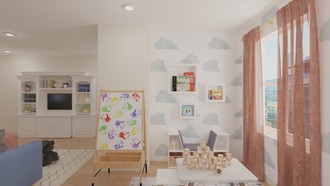 Global, Midcentury Modern, Warm Transitional Playroom by Havenly Interior Designer Valerie