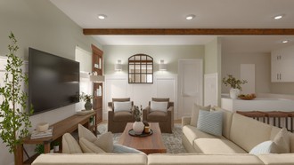 Farmhouse, Rustic, Organic Modern, Warm Transitional, Traditional Charm Living Room by Havenly Interior Designer Maria