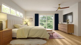 Midcentury Modern, Warm Transitional Bedroom by Havenly Interior Designer Kait