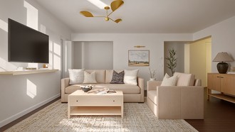 Warm Transitional Living Room by Havenly Interior Designer Sofia