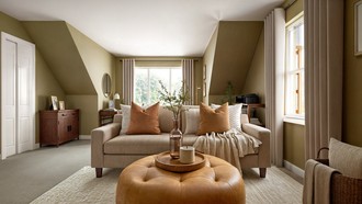 Transitional, Midcentury Modern Office by Havenly Interior Designer Pamela