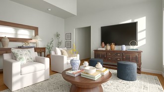 Transitional, Warm Transitional Living Room by Havenly Interior Designer Begona
